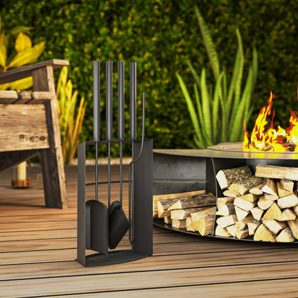 Fireplace Tool Set, 5-Piece, Metal, Black