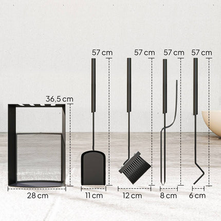 Fireplace Tool Set, 5-Piece, Metal, Black