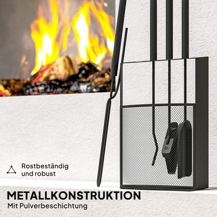 Fireplace Tool Set, 5-Piece, Metal, Black