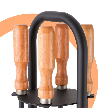 Fireplace Tool Set, 5-Piece, Wood Handles