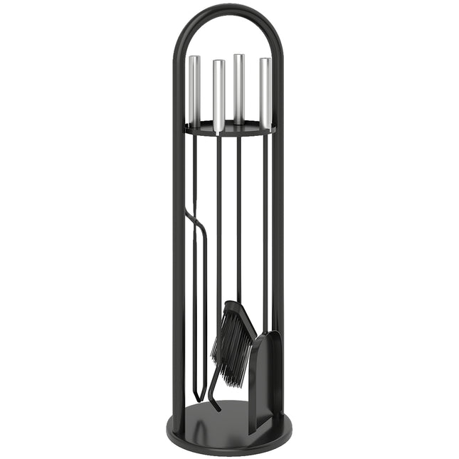 Fireplace Tool Set, 5-Piece with Stand, Brush, Shovel, Poker, Tongs