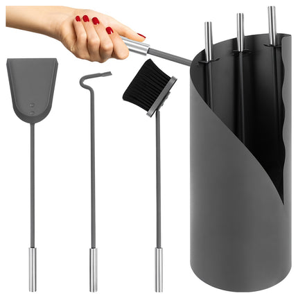 Fireplace Tool Set, Steel 4-in-1 with Stand