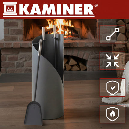 Fireplace Tool Set, Steel 4-in-1 with Stand