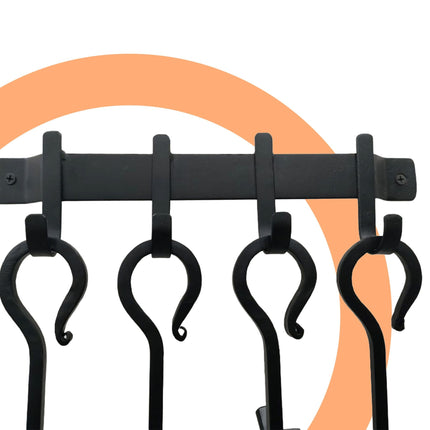 Fireplace Tool Set, Wrought Iron, Wall Holder