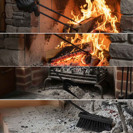 Fireplace Tool Set with Holder – Wrought Iron, 5-Piece
