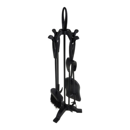 Fireplace Tool Set with Stand – Stainless Steel, 5-Piece