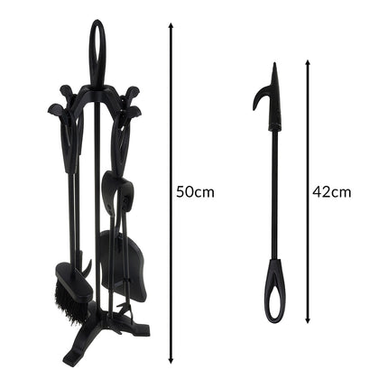 Fireplace Tool Set with Stand – Stainless Steel, 5-Piece
