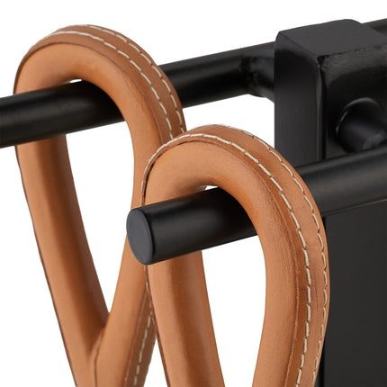 Fireplace Tools Set with Metal Stand and Leather Handles