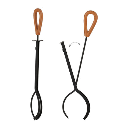 Fireplace Tools Set with Metal Stand and Leather Handles