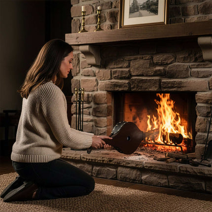 Fireplace and BBQ Bellows, Wood Finish, Strong Airflow