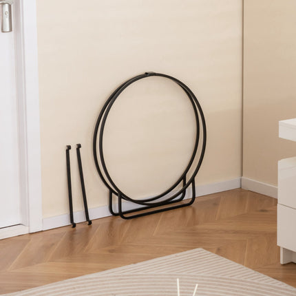 Firewood Log Hoop Rack, 60 cm, 230 kg, Metal, Black