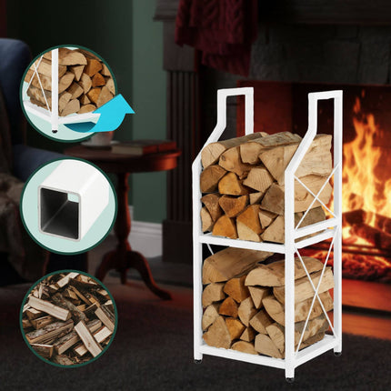 Firewood Rack, 2-Tier Iron Log Storage