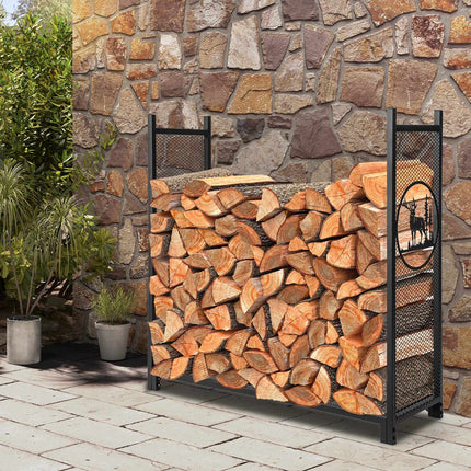 Firewood Rack, 4 Ft, Mesh Sides, 300 Lb Capacity