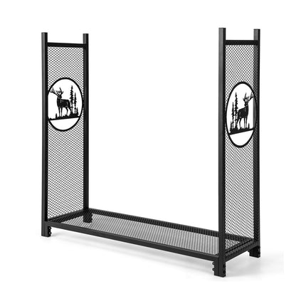 Firewood Rack, 4 Ft, Mesh Sides, 300 Lb Capacity