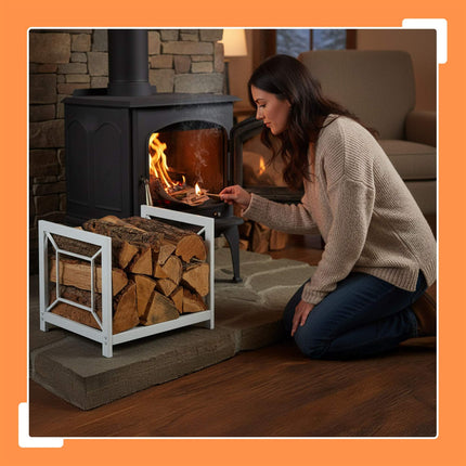 Firewood Rack, Durable Iron, Space-Saving Design