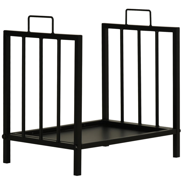 Wood stand with handle, Heavy Duty Metal, Black, 50 kg