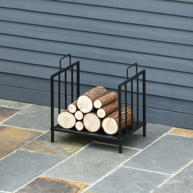 Firewood Rack, Indoor/Outdoor Metal, Black, 44.5x33x46.5 cm