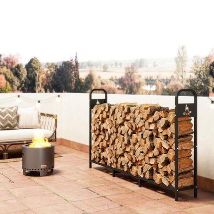 Firewood Rack, Metal, 199x30x121 cm, 300kg Capacity