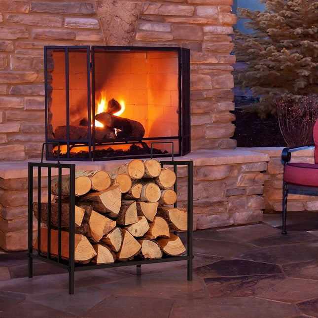 Firewood Rack, Metal, 50kg Capacity, 46x31x46cm, Black