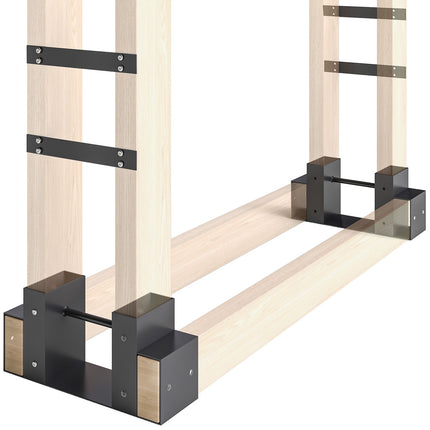 Firewood Rack Set, Adjustable Metal, Black, 33.5x10x15.5cm