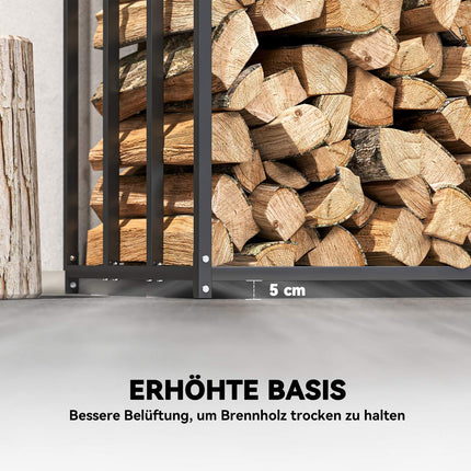 Firewood Rack, Steel, Cover, 300kg Capacity, 140x70x154 cm