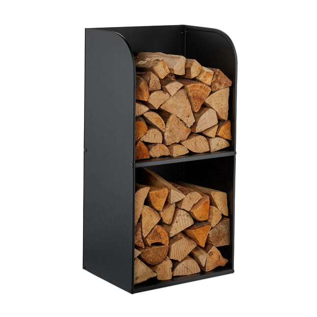 Firewood Rack With 2 Shelves – Iron Indoor Log Holder