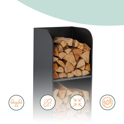 Firewood Rack With 2 Shelves – Iron Indoor Log Holder