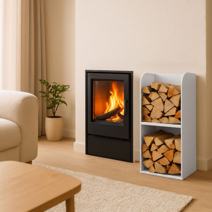 Firewood Rack with 2 Shelves – Iron, Indoor Use