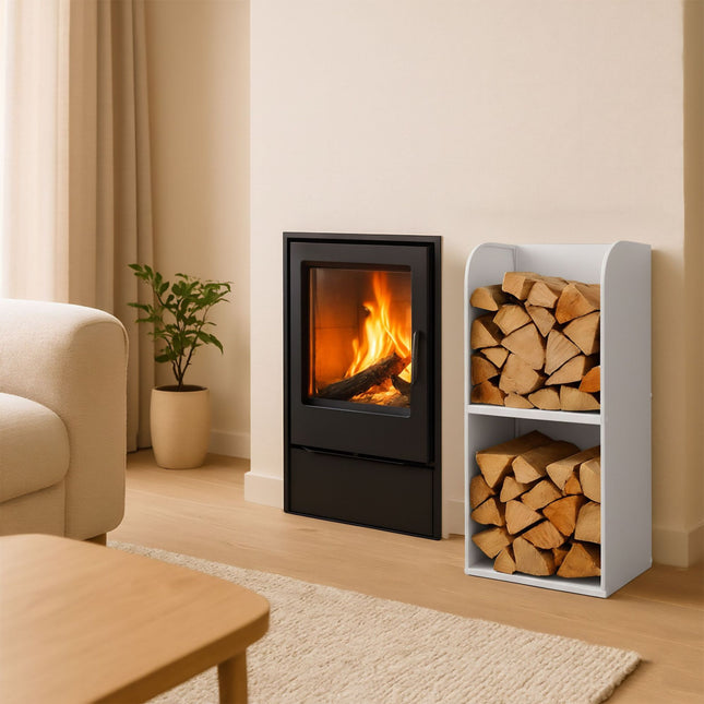 Firewood Rack with 2 Shelves – Iron, Indoor Use