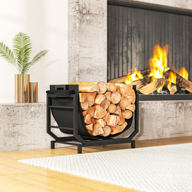 Firewood Rack with Carry Bag, Metal, 53x33x43 cm