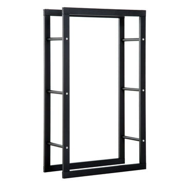 Wood rack in steel, 100 kg capacity, black, 60x25x100 cm
