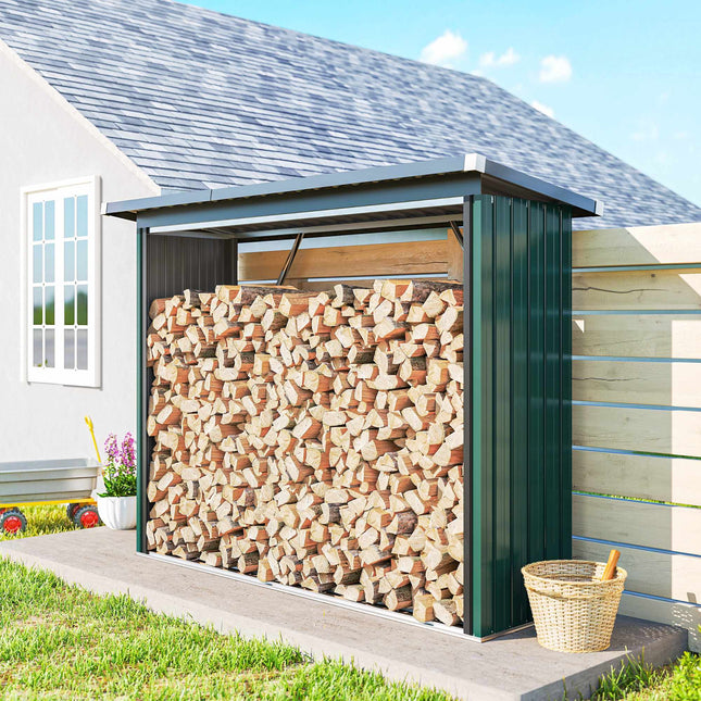 Firewood Storage Shed, Raised Floor, Sloped Roof, 213x66.5x150cm