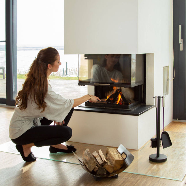 Firewood basket in stainless steel