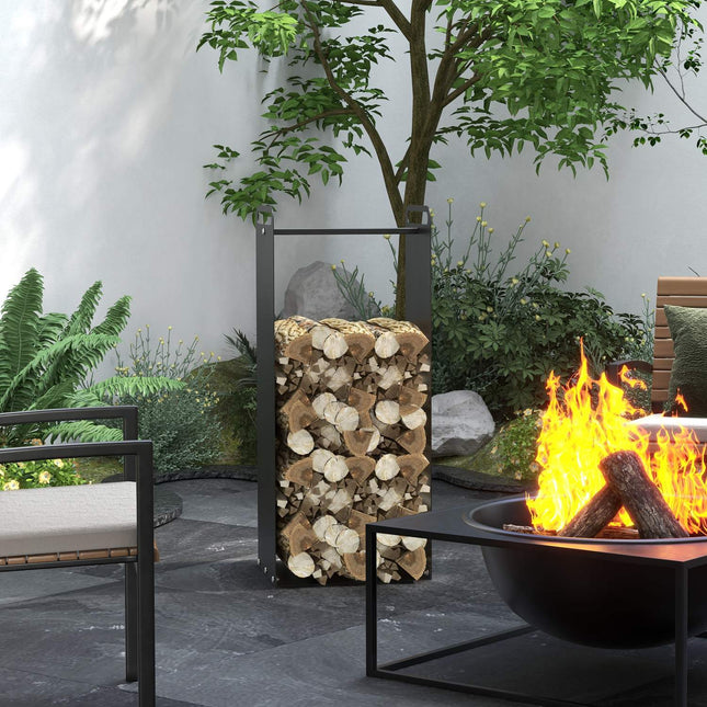 Wood rack in steel with handle, 30 kg capacity, indoor/outdoor