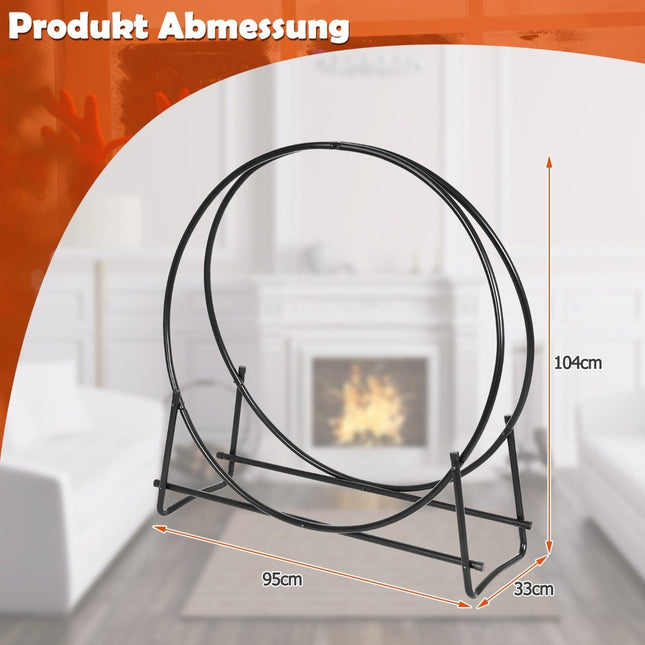 Firewood rack, pipe wood circle, firewood storage stand, easy to assemble, black