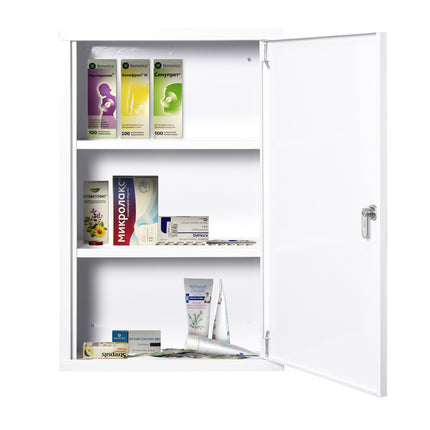 Lockable First Aid cabinet in steel, 3 compartments, 40x60 Cm