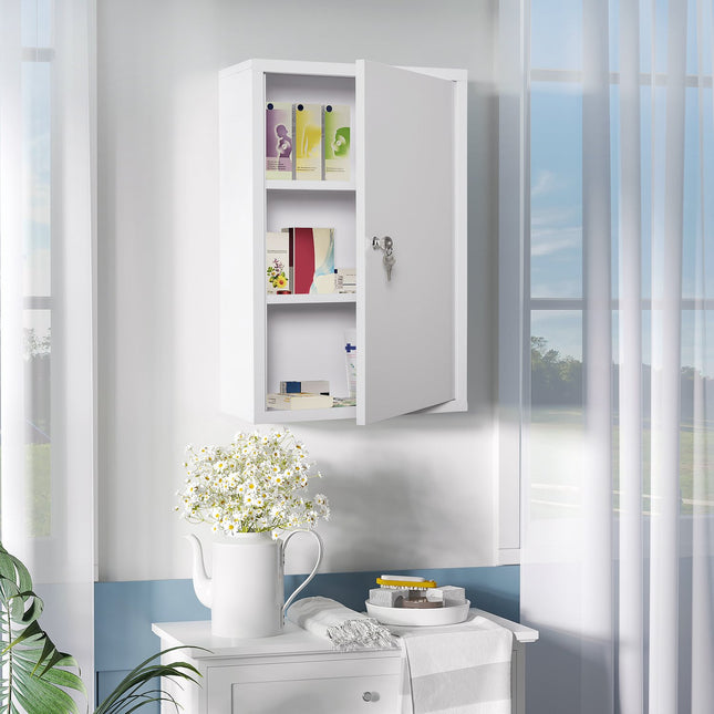 Lockable First Aid cabinet in steel, 3 compartments, 40x60 Cm