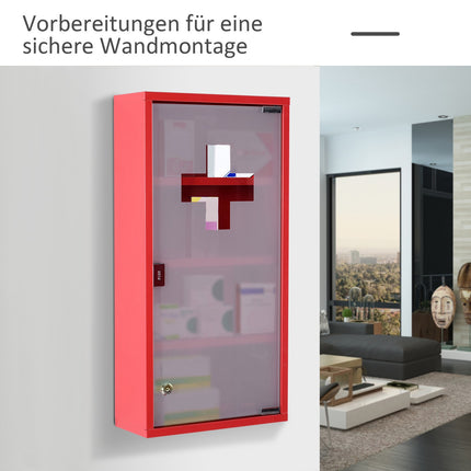 First aid medicine cabinet with lock, stainless steel