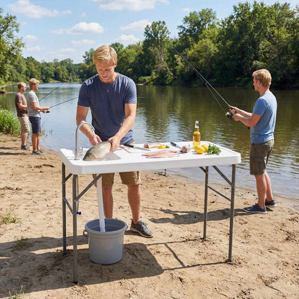 Fish Cleaning Table, Folding Sink and Faucet, 114 cm