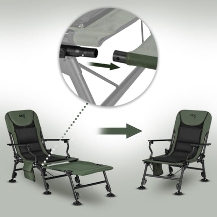 Fishing Chair With Footrest, Adjustable Backrest, 180 kg