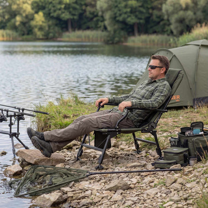 Fishing Chair With Footrest, Adjustable Backrest, 180 kg