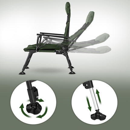 Fishing Chair With Reclining Backrest, 180 kg Steel Frame