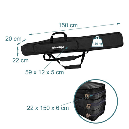 Fishing Rod Bag, 5 Compartments, Black, 150 cm