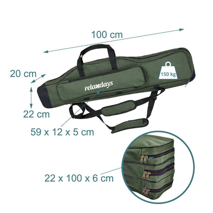 Fishing Rod Bag, 5 Compartments, Green, 100 cm