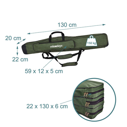 Fishing Rod Bag, 5 Compartments, Green, 130 cm