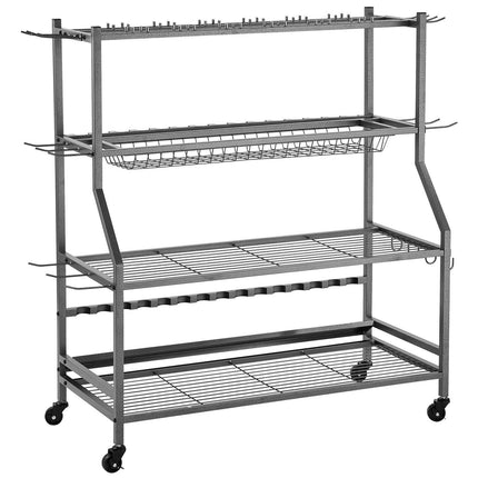 Fishing Rod Holder Cart, 15-Rod Rack With Wheels