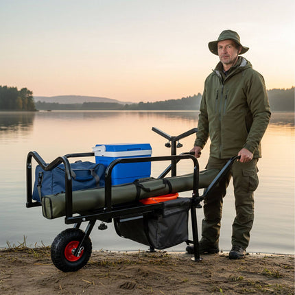 Fishing Trolley with Bag – Metal Frame, Pneumatic Tyres
