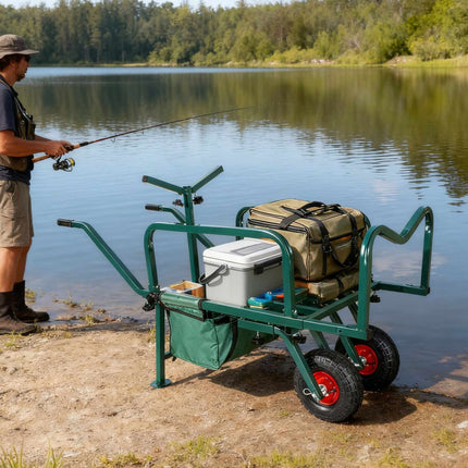 Fishing Trolley with Bag – Metal Frame, Pneumatic Tyres