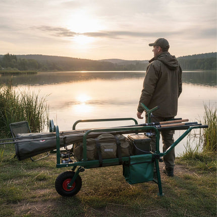 Fishing Trolley with Bag – Metal Frame, Pneumatic Tyres