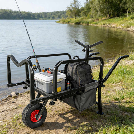 Fishing Trolley with Bag – Metal, Pneumatic Tyres